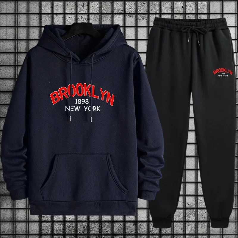 Mens Tracksuit Casual Print Sweatshirt Sportswear Outdoors Sports Jogging Mens Clothing Single Piece Hoodies Pants Autumn Winter W251110