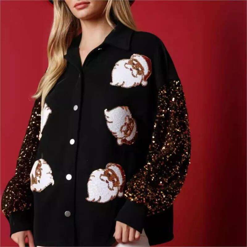 Christmas Outerwears Fall Clothes Coat Winter Clothing Woman Pulls Femmes Sequin Long Sleeves Fashion Casual Commuting Homewear Designer Sweater Women