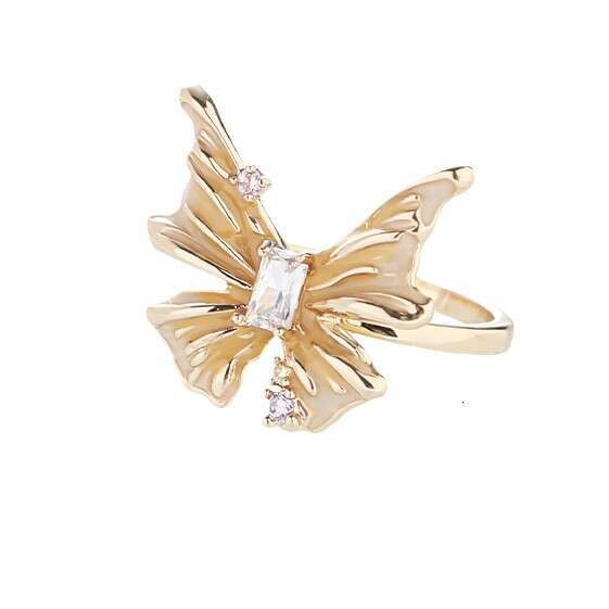 DHcollections Fashion Light Luxury gold Butterfly for Women, Ins Style Original Niche Design Sense Index Finger Ring, Versatile Open Ring