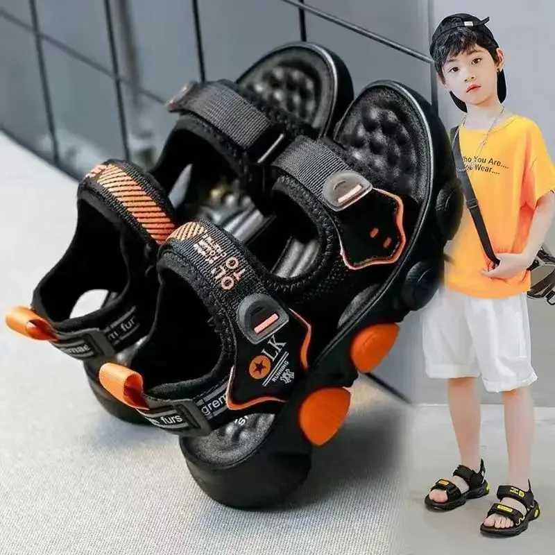 Boys beach sandals childrens summer shoes 2024 summer new childrens sports and leisure sandals big boys anti slip fashion 26-37 Z250410