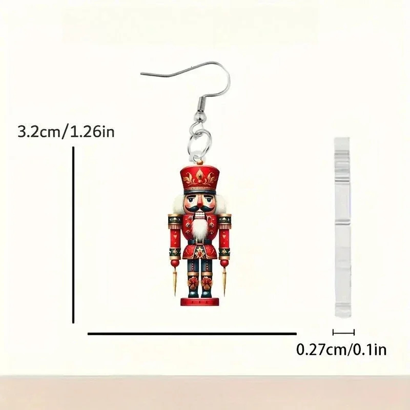 2D Flat Creative Christmas Nutcracker King Earrings for Women Party Dressing Wedding Dangle Earrings Girls Jewelry Gift 251031