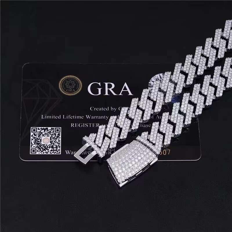 13.5mm Fine Hip Hop Jewelry Baguette Diamond Men Necklace Sterling Silver Fully Luxury Moissanite Baguette Cuban Link Chain