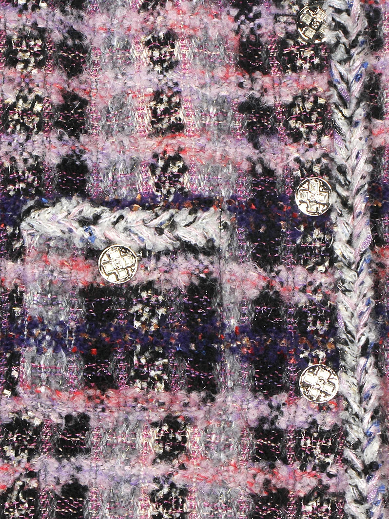 French elegant comfortable and atmospheric midlength purple mist wool mixed highend n tweed jacket 251110