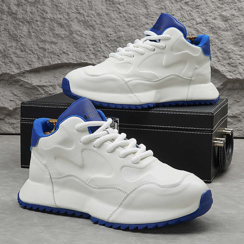 Handsome Casual 2025 Genuine White Thick Height Increasing Fashion Sports Leather Soft Sole Dad Shoes for Men