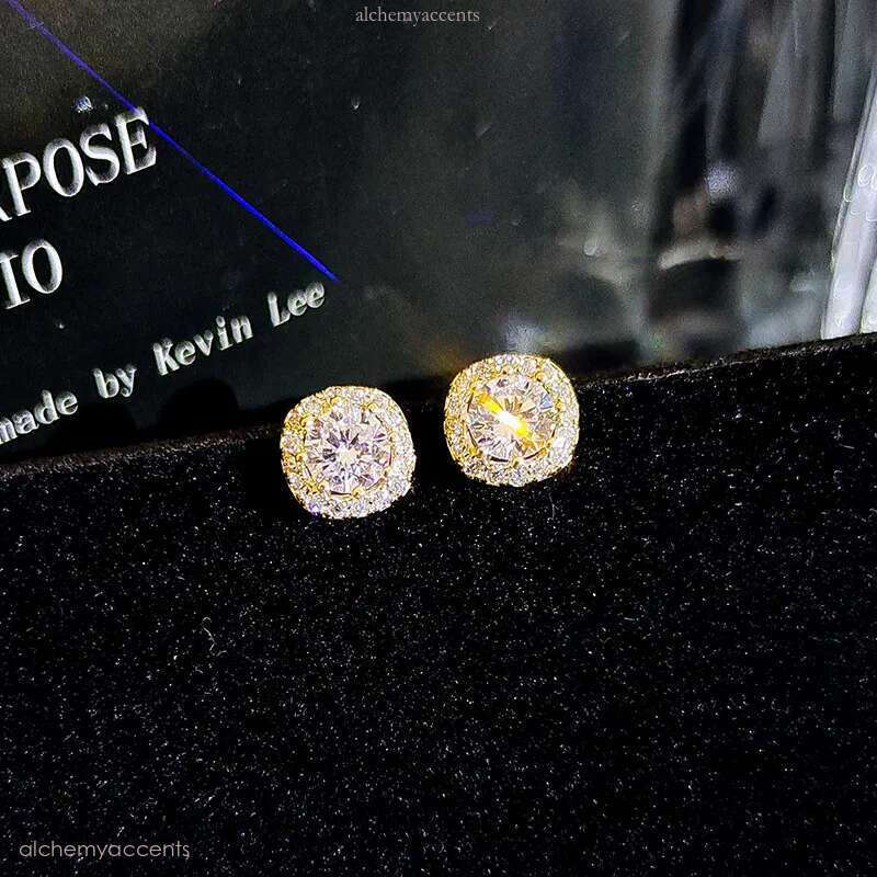 Pure Silver Men's Moissanite Earring Set for a Chill Hip Hop Style