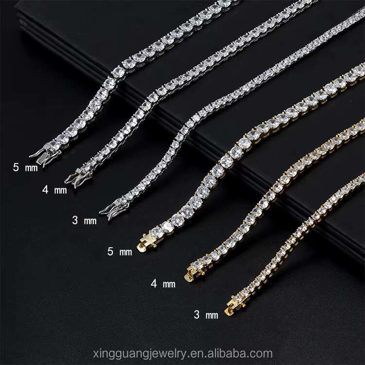 2 mm to 4 mm Diamond Tennis Link Chain 925 Silver Gold Plated Fine Jewelry Bracelet VVS Moissanite Tennis Chain for Men Women