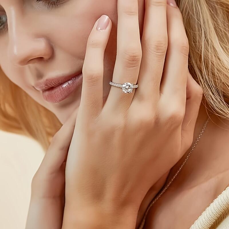 Sterg Sier 1.25Ct Round Solitaire Cubic Zirconia Engagement Halo Promise Ring Sizes 3-13 TY