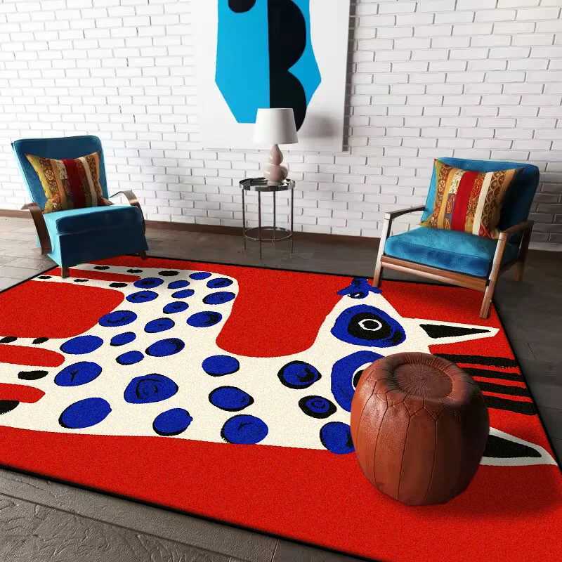 Modern Abstract Animal Rugs for Bedroom Red Carpets for Living Room Easy Care Non-slip Cloakroom Rug Large Area Lounge Carpet Y251110