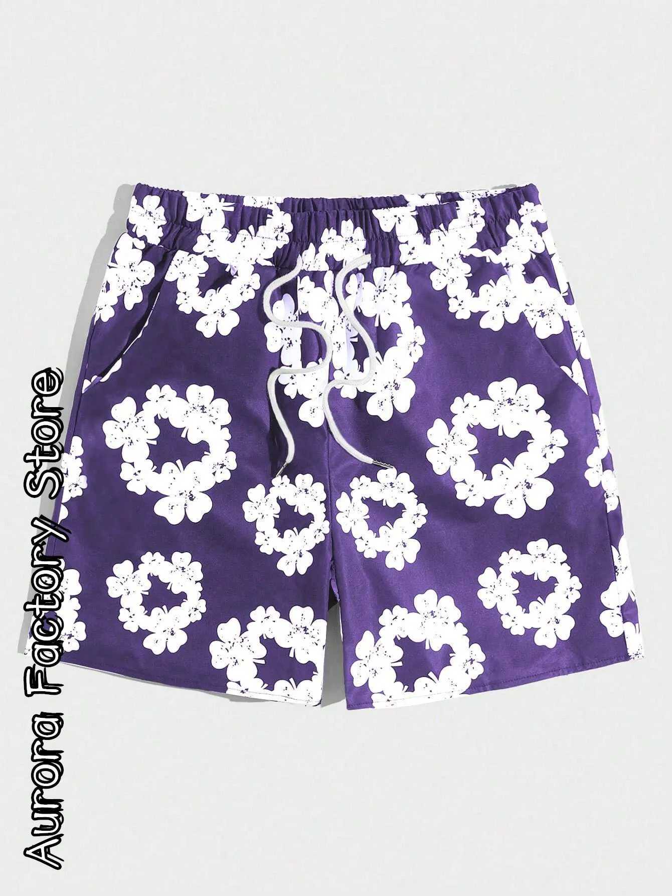Summer mens fashionable shorts retro floral print clothing boys and childrens casual Hawaiian vacation shorts mens fashionable beach shorts X2504101