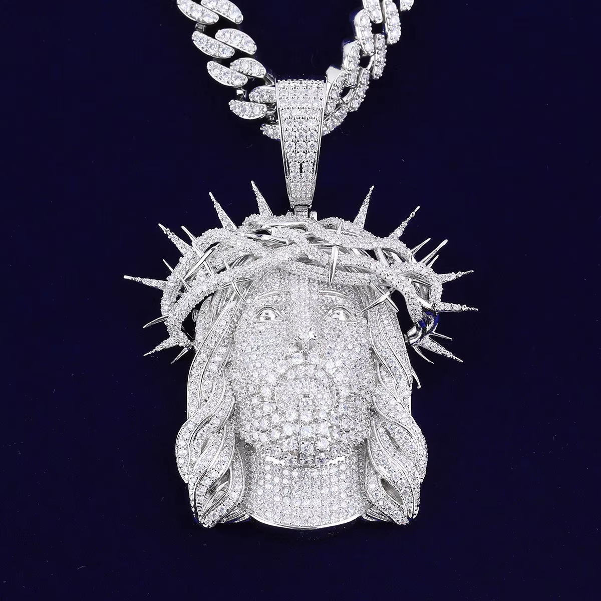 Hip hop spine Jesus necklace pendant 925silver Moissanite chain hip-hop jewelry