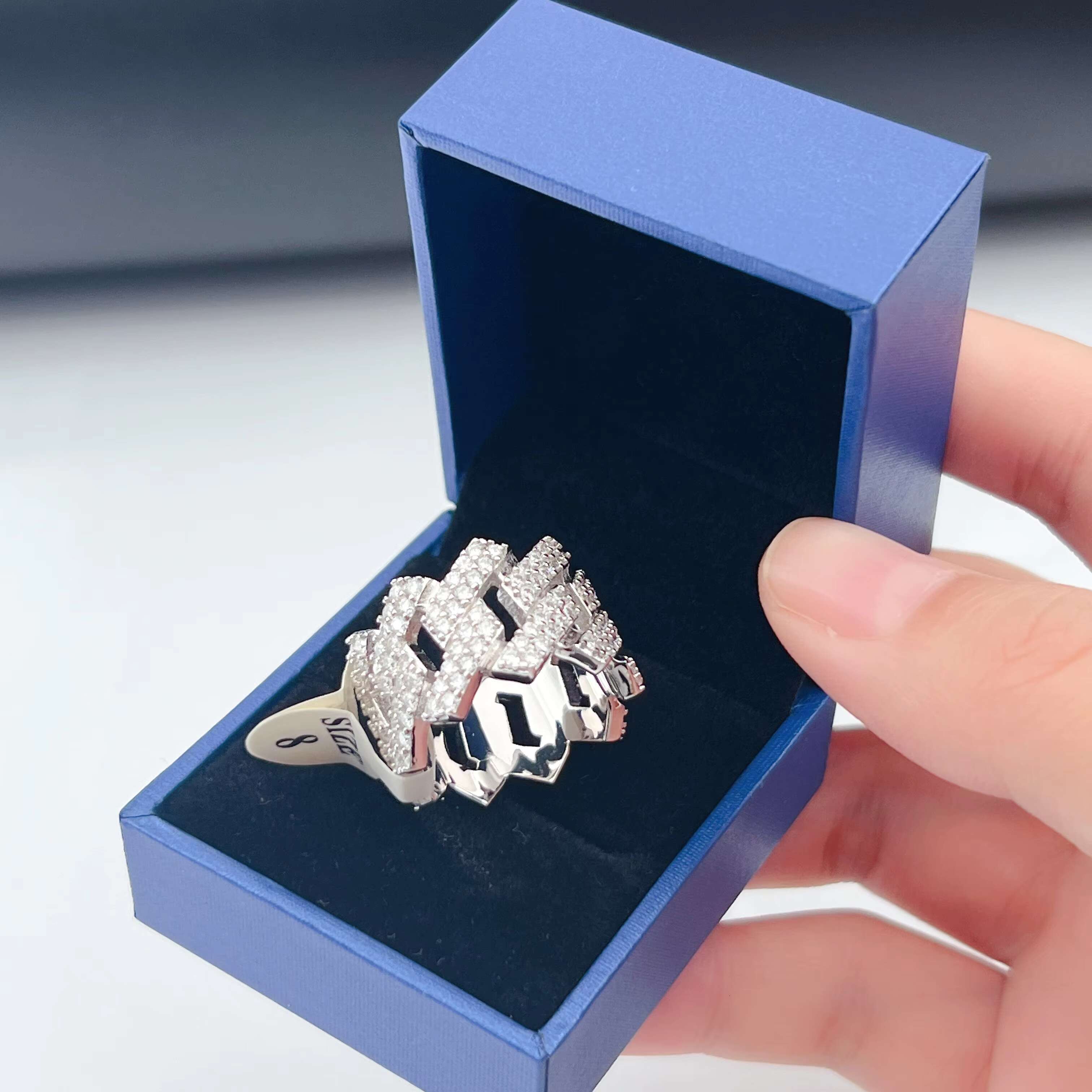 Fine Luxury Moissanite Jewelry Iced Out Diamond Rings Sterling Silver 925 VVS Diamond Hip Hop Rings