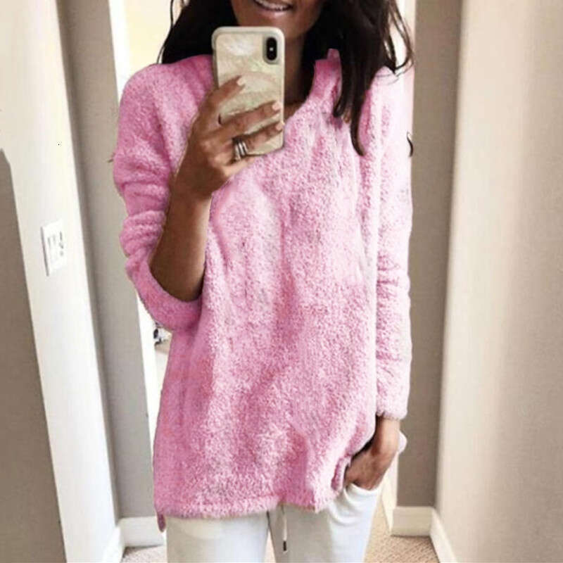 2024wish Amazon Fashion Women's Winter New Round Neck Fleece Top Sweater In Stock