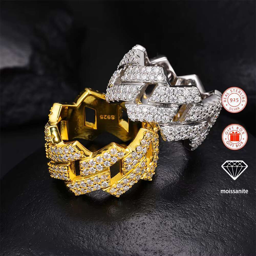 1PC Vvs Moissanite Ring Sterg Sier Rings Gold Plated Fine Fashion Jewellery Dia for Women Men