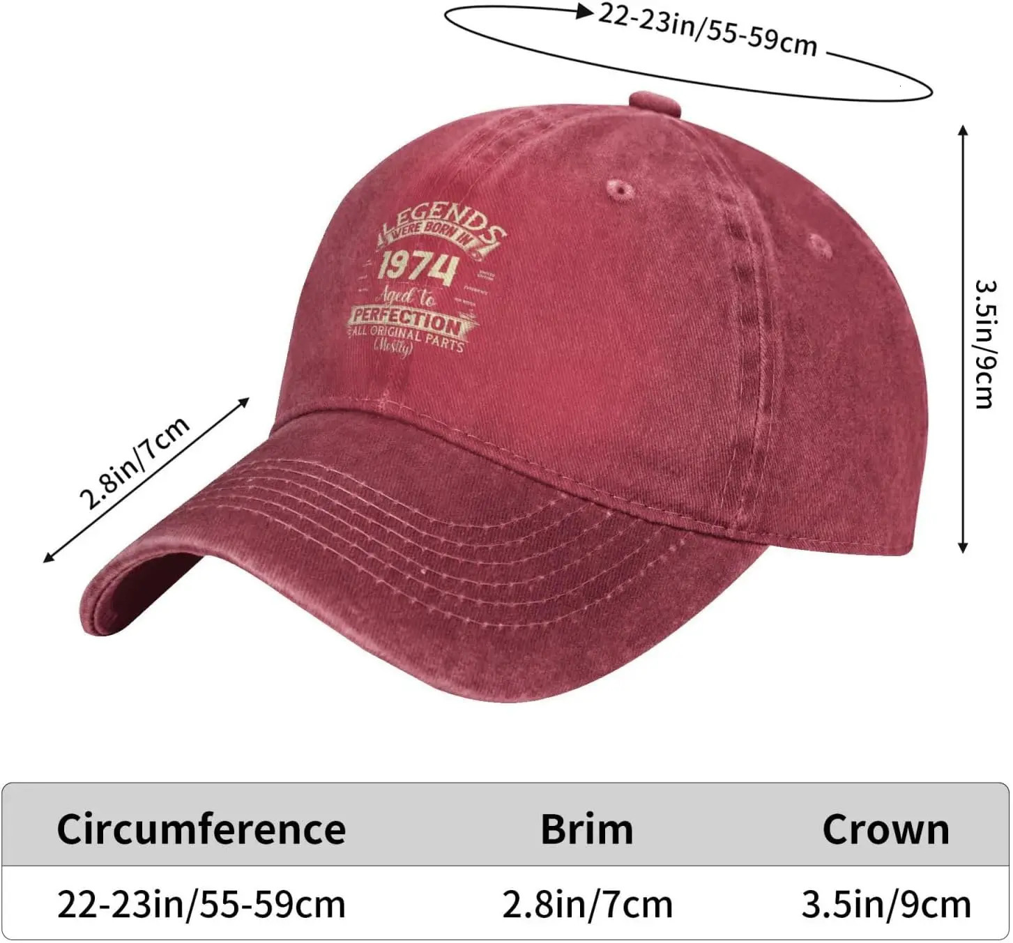 Female hiking cap 49th birthday gift mens cute baseball fashionable retro 1974 250410