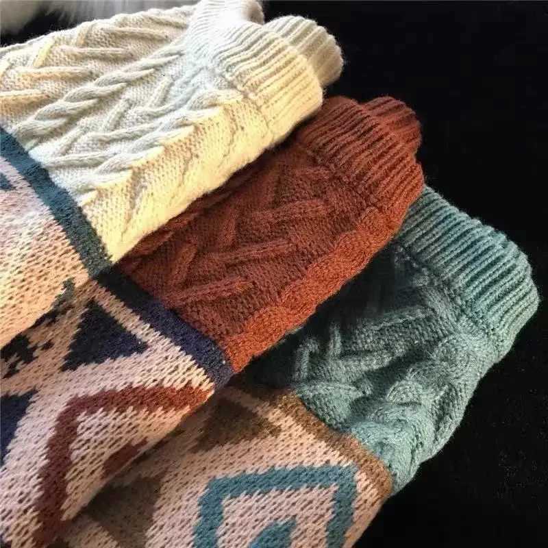 Fashion Retro Hong Kong Style Long Sleeve Knitted Sweater Loose Lazy Autumn Winter Men Women Casual Top Coat Trendy Crew Neck Pullover Y251110