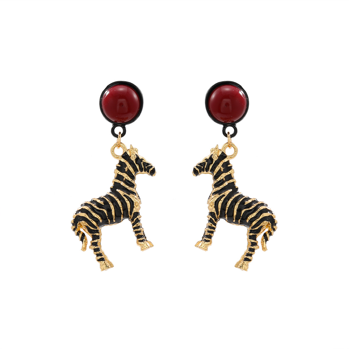 Exquisite Retro Summer Girl Fashion Temperament Earrings High End Alloy Drip Oil Pendant Zebra Earrings Animal Charm Gift Earrings