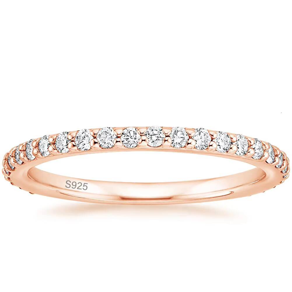 OAHLAN Wholesale Fine Jewelry 925 Sterling Silver Eternity Stackable Ring Promise Wedding Band Moissanite Rings for Women Girls