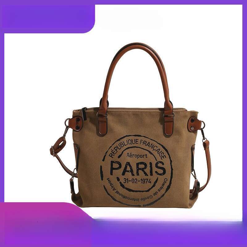 Lazy canvas casual large capacity women's commuting crossbody single shoulder letter tote bag, 2025 versatile temperament, new trendy clothing in