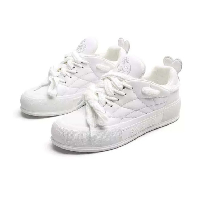 Jifffly x Qingwantian Q.VONTON Women's Versatile White Shoes Thick - Sole Height - Increasing Casual Sports Sneakers