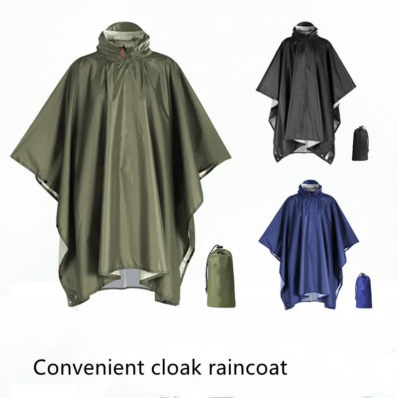 3-in-1 outdoor raincoat Hooded sleeve waterproof poncho Camping hiking Raincoat tent motorcycle rain cover250403