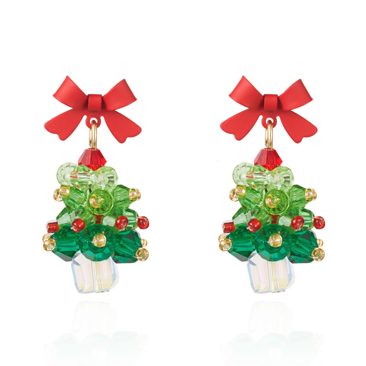 Delicate Green Crystal Christmas Tree Earrings for Women Sweet 3D Xmas Tree Hairball Drop Earring Year Party Jewelry Gifts 251031