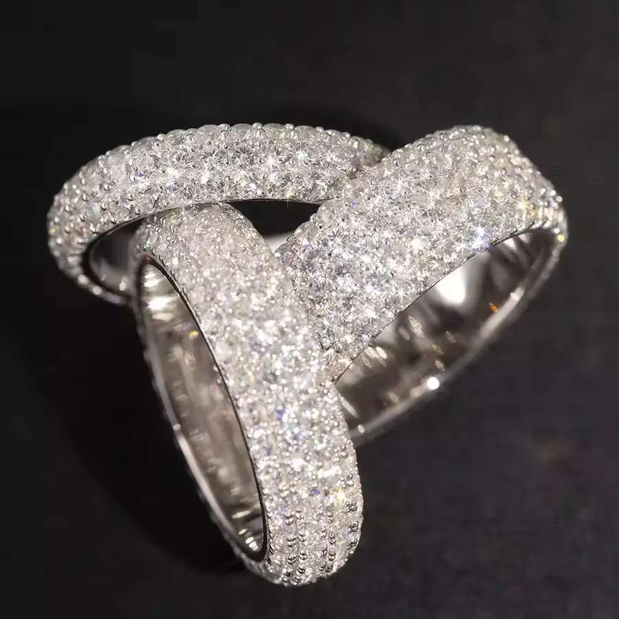 Fashion Jewelry Iced Out Ring VVS Moissanite Diamond Gold Plated 925 Solid Silver for Hip Hop Men Ring