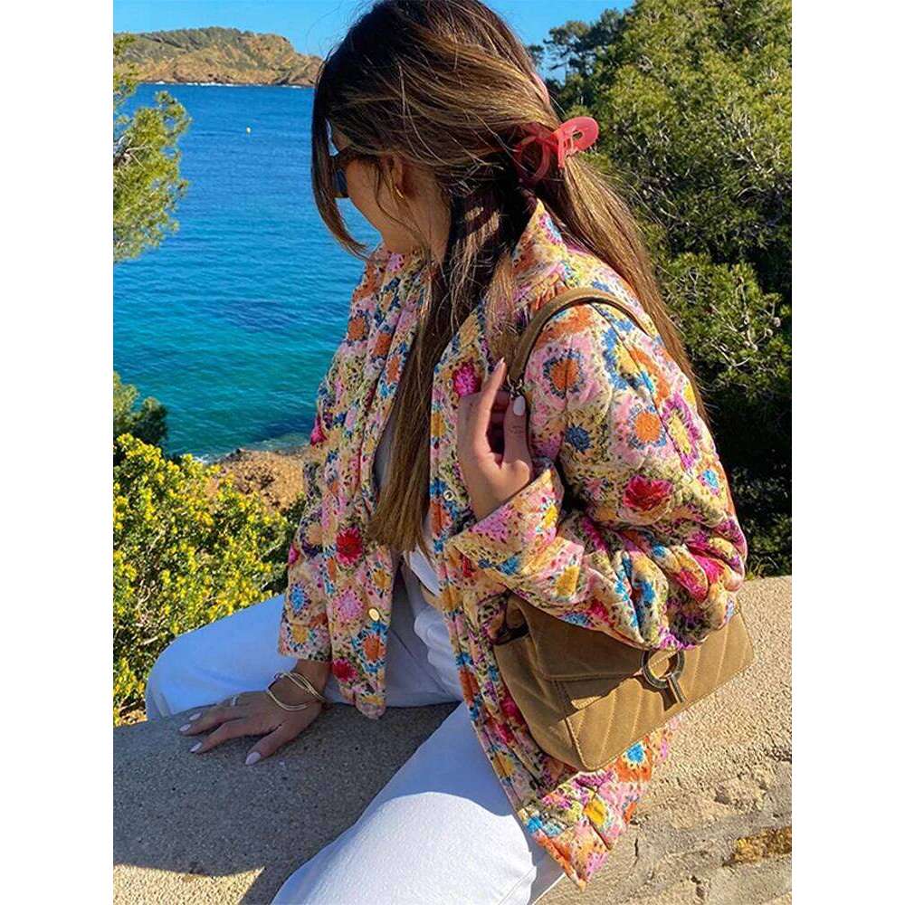 Colorful Printed Women's Jackets Warm Thicken Women Coats Casual Vintage Cardigan Autumn Bohemian Long Sleeve Jacket