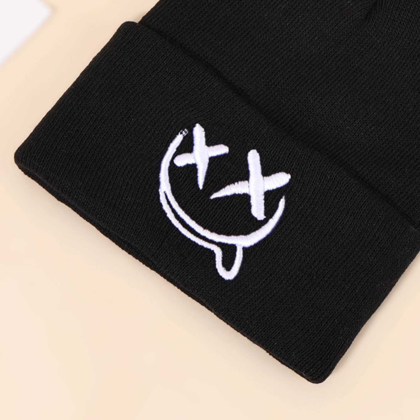 3pcs/2pcs/1pc Autumn/Winter Fashion Warm Knitted Hat Casual Ear Protection Halloween Hat Grimace Embroidered Design BeaniesXJ251110