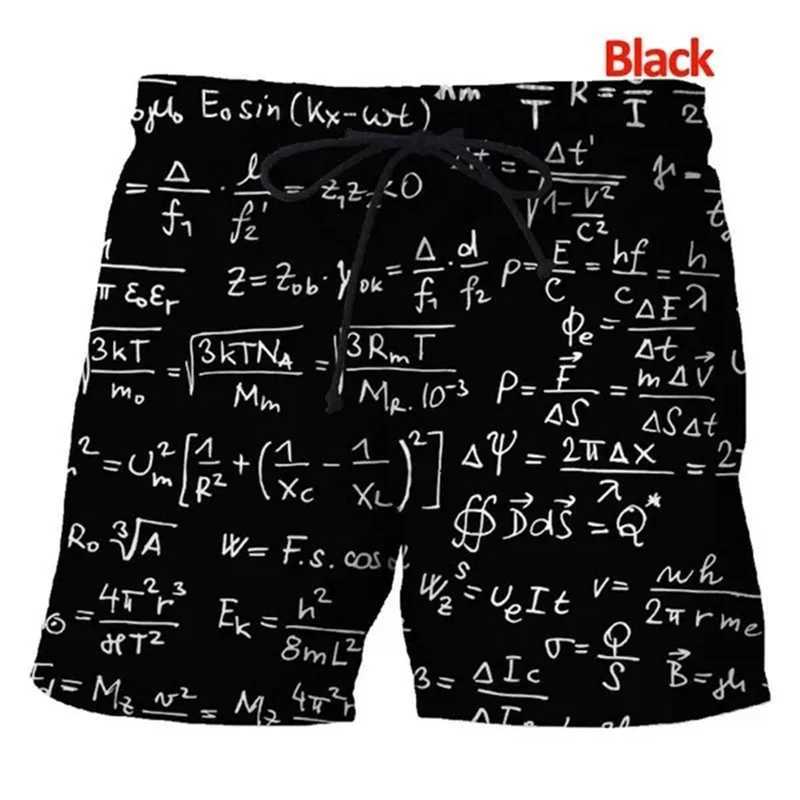 New mens plus size casual beach shorts 3D printed mathematical formula shorts summer quick drying X250410