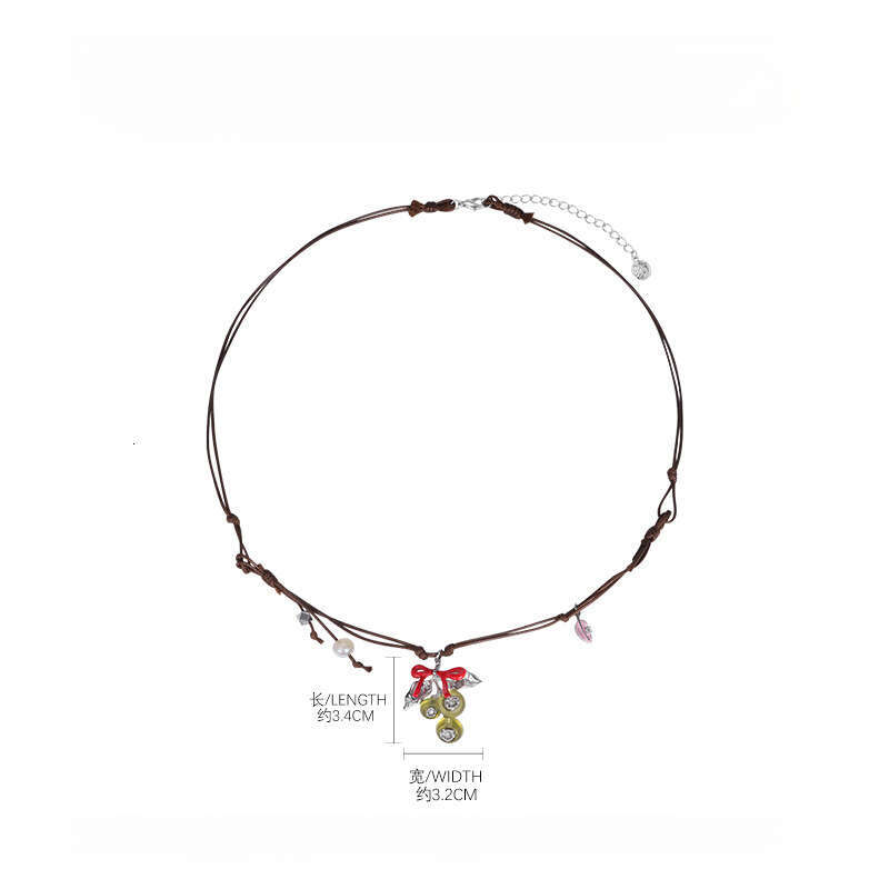 Butterfly Bow Green Grape Necklace for Women 2025 New Light Luxury Fashion Versatile Simple Elegant High-end Collarbone Chain