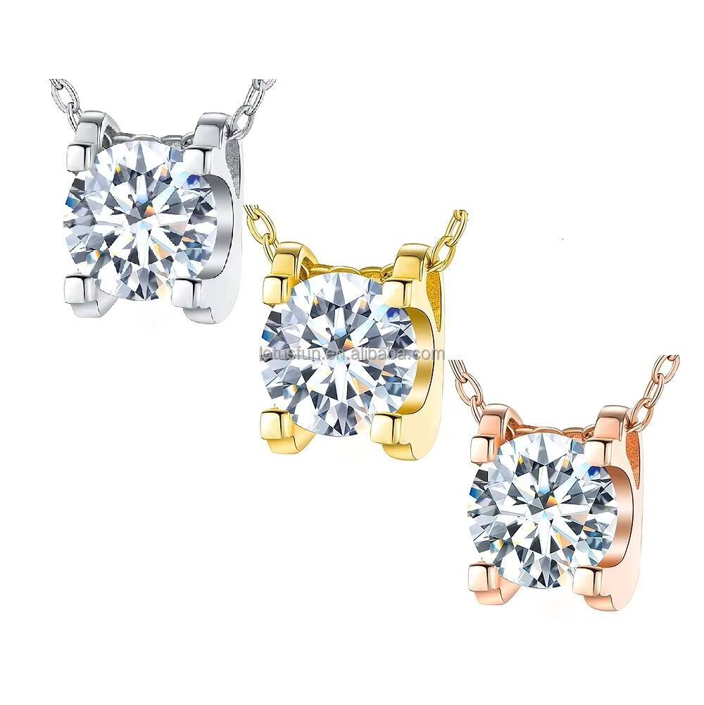 Hot Sale High Quality Brilliant Cut Real 925 Sterling Silver 1 2 Ct Stone Moissanite Necklace for Women Engagement Jewelry