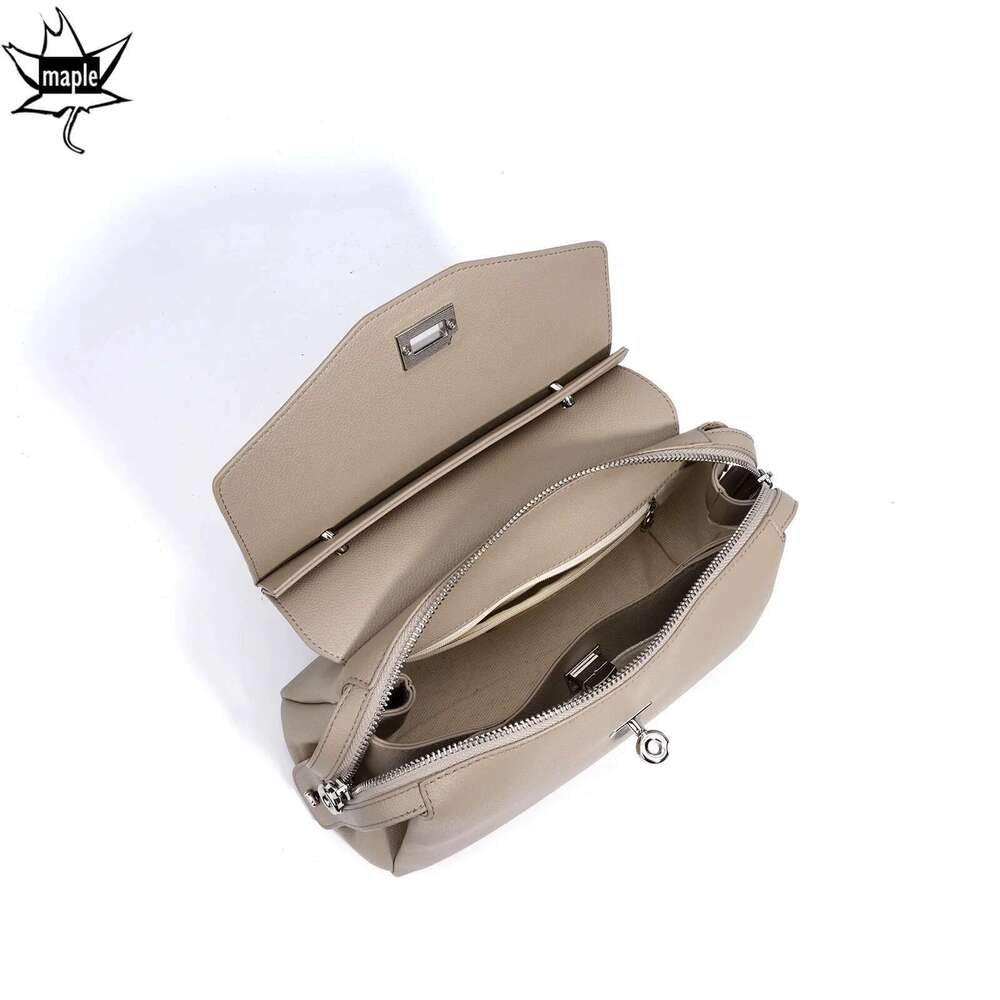 New Practical Design Large Capacity Cover Tote Light Green Cowhide Leather Women Handbag Beige Commuter Shoulder Bag