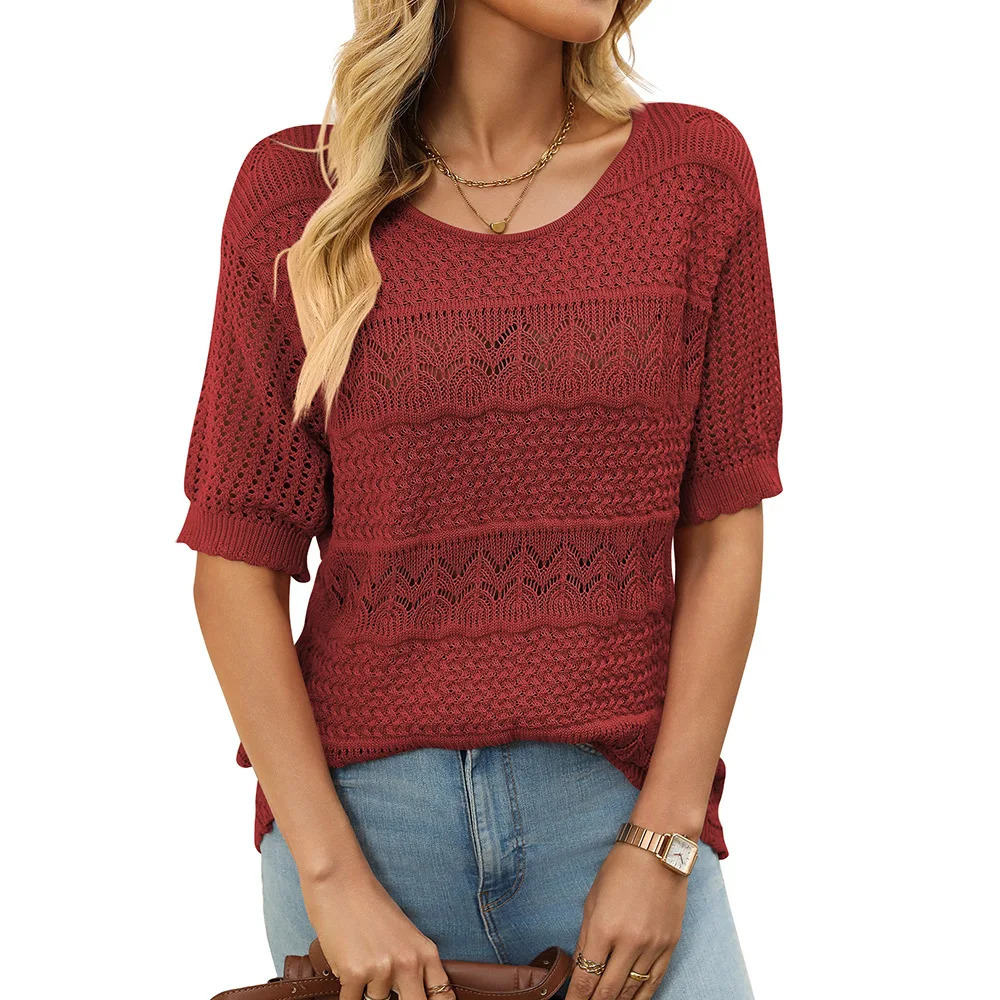 Solid casual loose fitting womens retro womens oversized tops and elegant womens tops for summer 250410