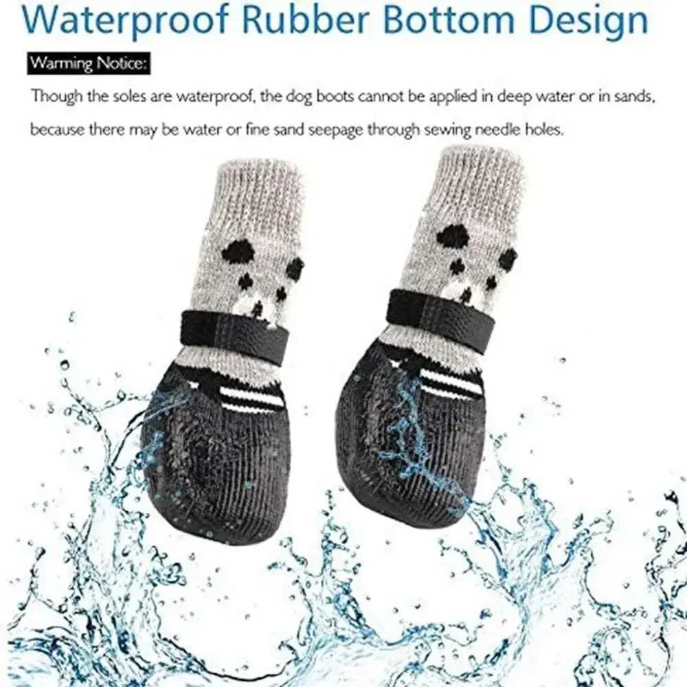 New Arrival Winter waterproof shoes socks pet anti slip dog rain boots socks warm rubber socks dog knitted socks pet supplies Z250409
