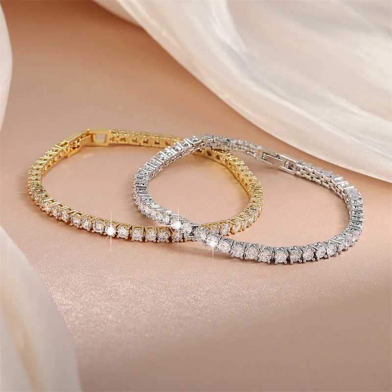 Round Cubic Zirconia Bracelets Women Men Gold Silver Color Copper Metal Couple Bracelet Party Daily Holiday Gift JewelryT251110