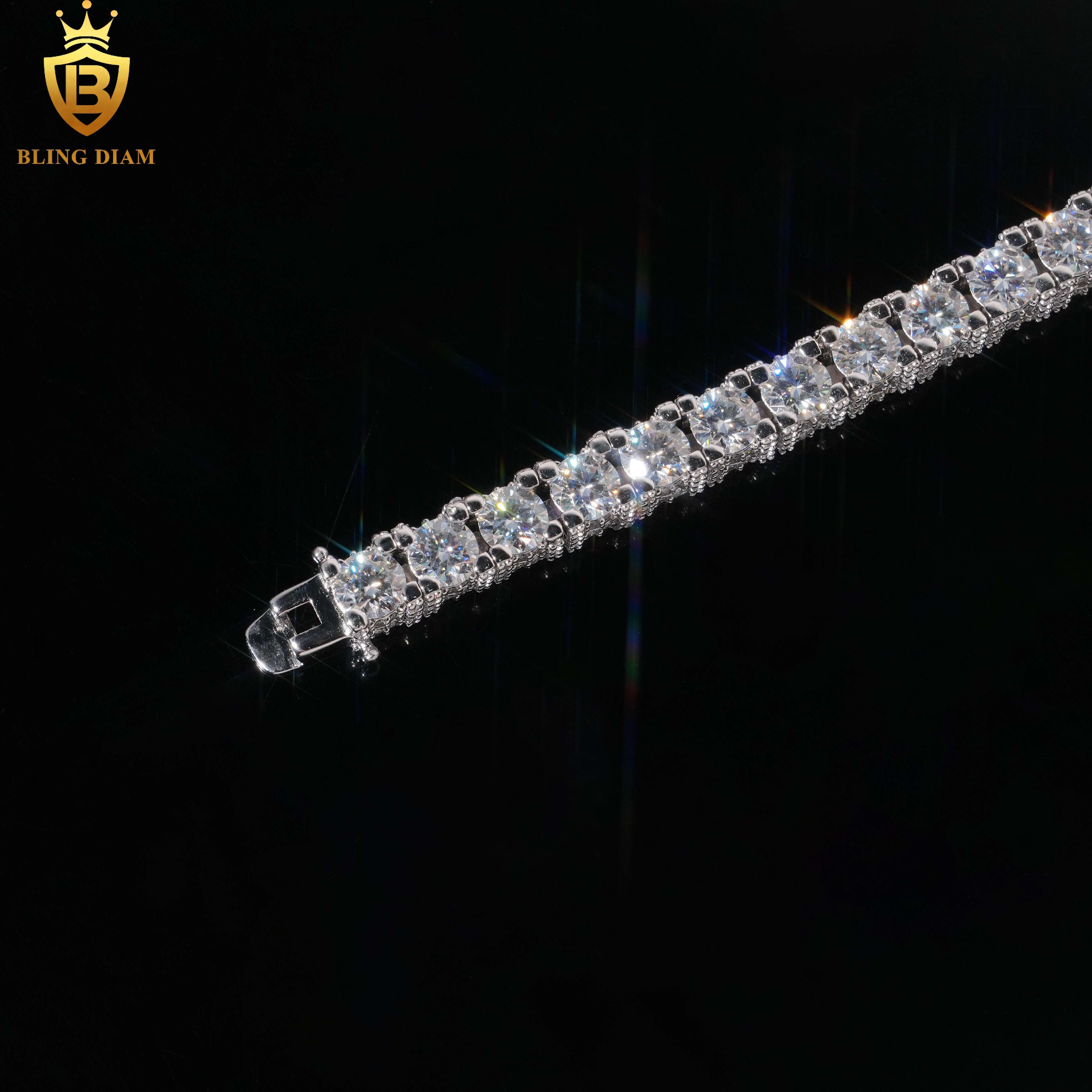 5mm 6.5mm Fashion Jewelry 925 Sterling Silver VVS Moissanite Iced Out Tennis Chain Bracelet Necklace