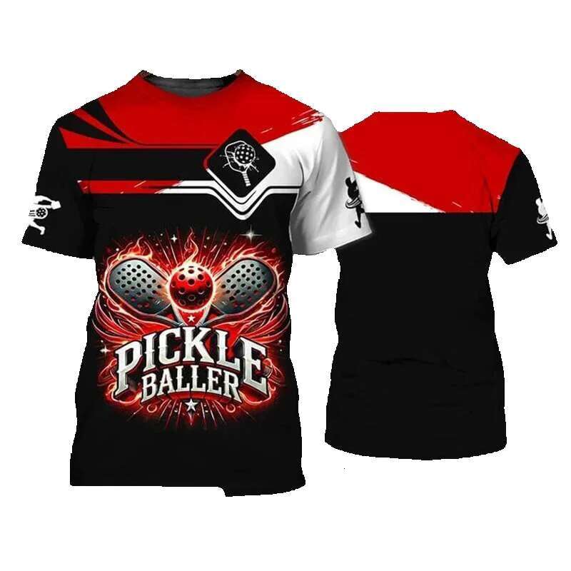 Pickleball men's team sportswear round neck short sleeved cool and design fashionable outdoor T-shirt top