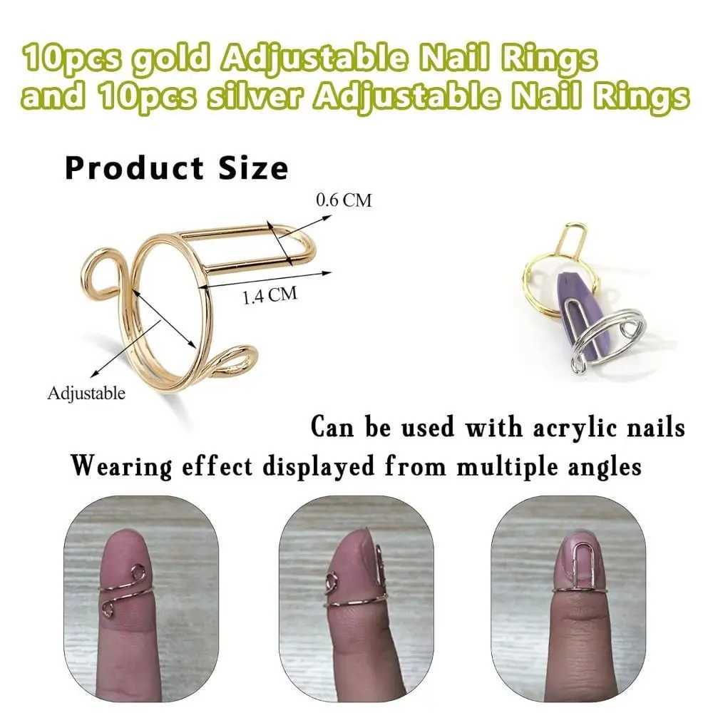 High quality reusable nail rings detachable shoulder nail rings golden nail rings easy-to-use phalanx rings nail art decorations W250410