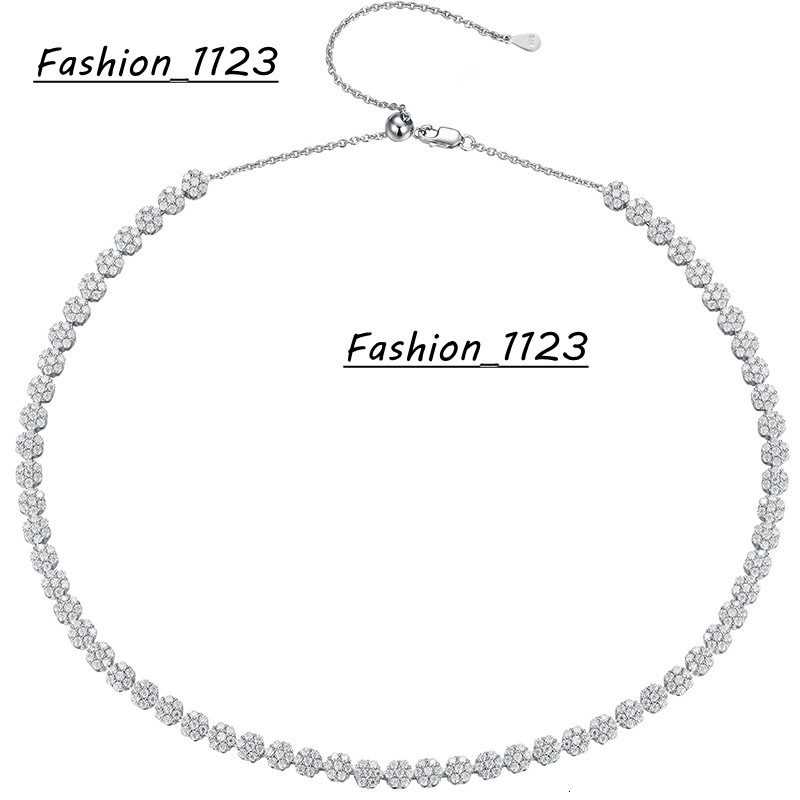 925 Sterling Silver Moissanite Full Diamond Plum Blossom Collar Necklace Advanced Adjustable for Weddings Parties Engagements