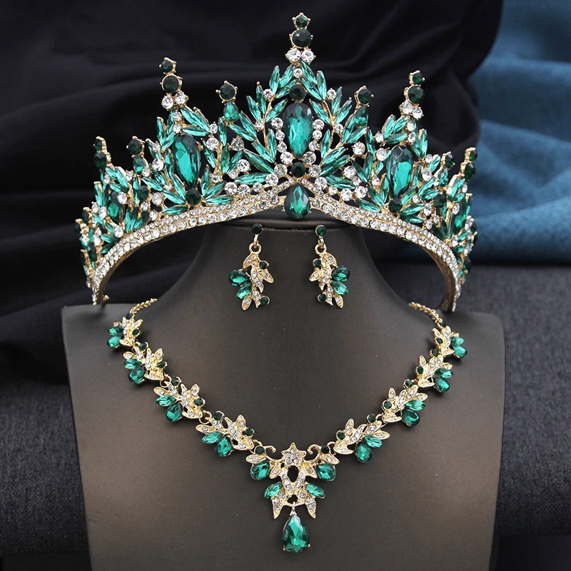 Bridal headwear and crown with necklace earring set suitable for women jewelry girls wedding party birthday gift 250410