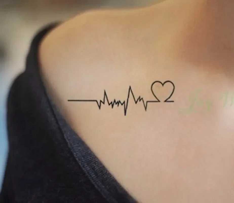 Waterproof temporary tattoo sticker body art wave heartbeat line small size fake tattoo flash tattoo suitable for girls W250410