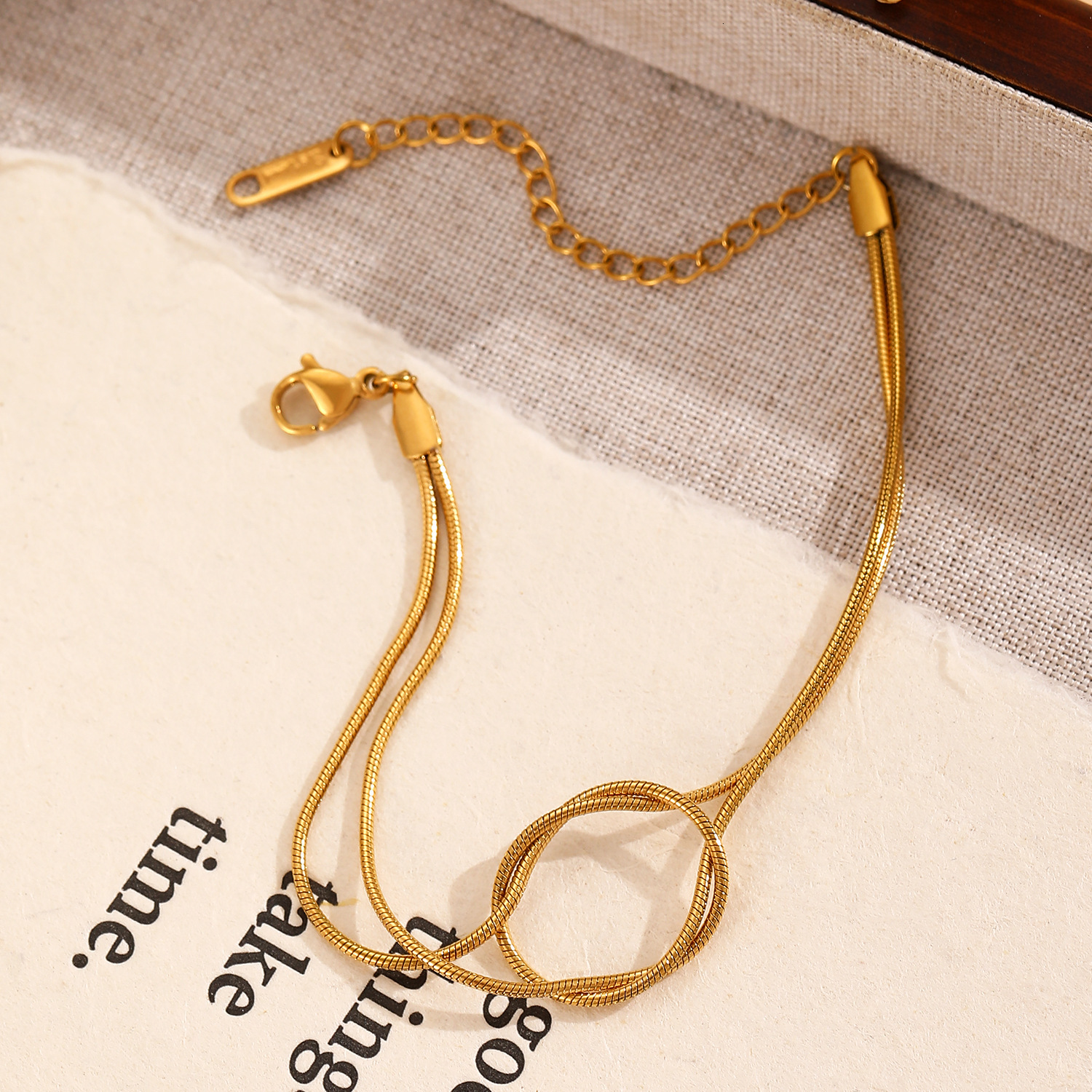 New Simple Knot Couple Bracelet Niche Design Fashion Stainless Steel Snake Bone Chain Jewelry