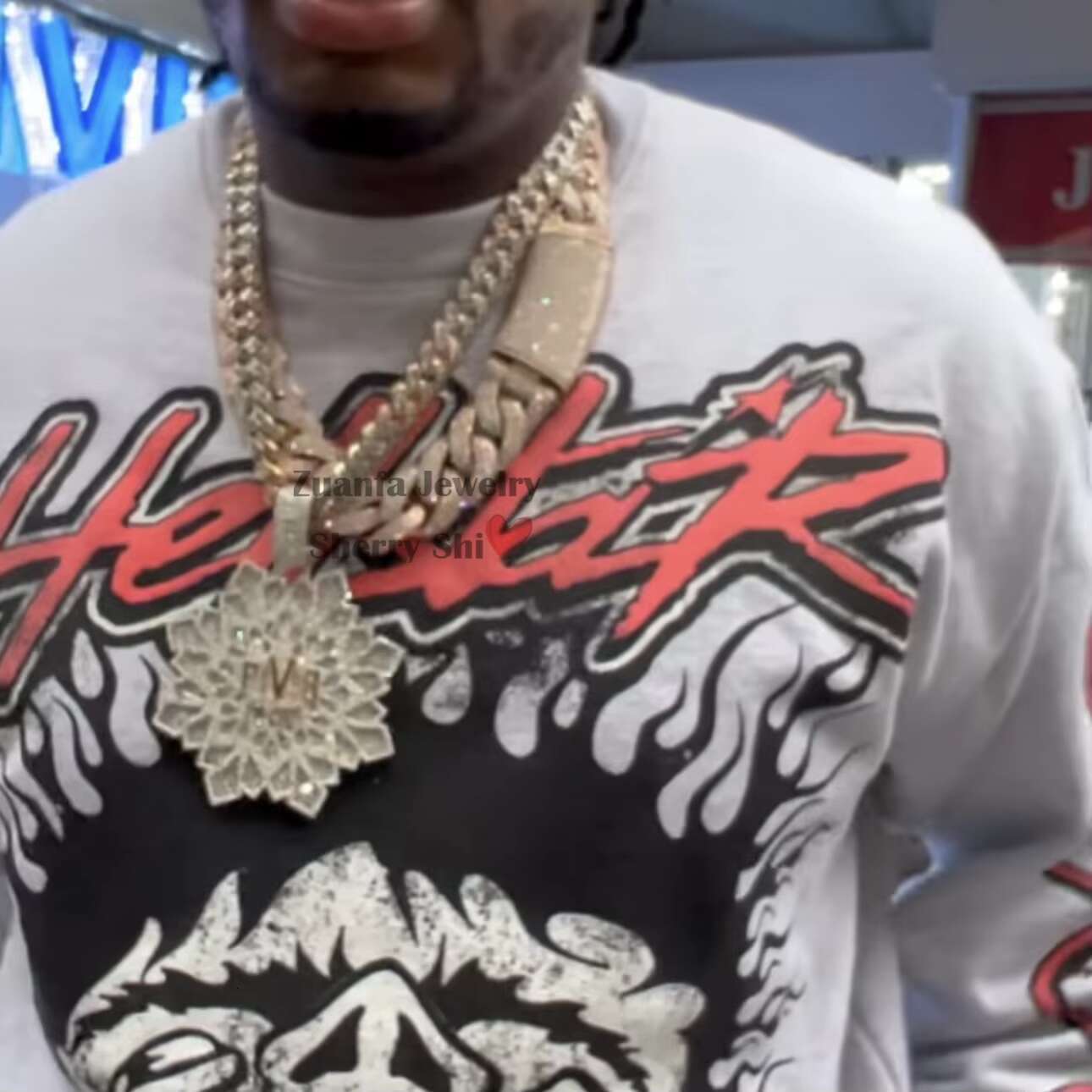 Zuanfa Jewelry Hip Hop Iced Out Miami Cuban Link 25MM Thick Solid 925 Silver VVS Moissanite Cuban Chain