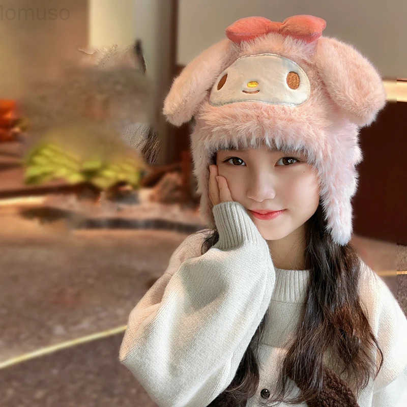 Sanrio Kawaii Winter My Melody ChildrenS Warm Knitted Hat Cartoon Hello Kitty Cinnamoroll Soft Winter Warm Hat Holiday Gift H251110