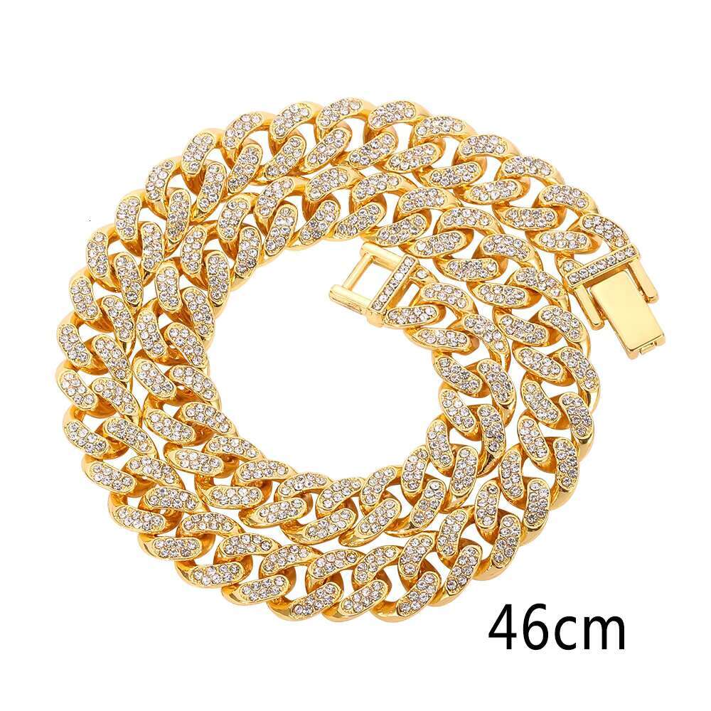 Waterproof matte hot gold-plated men's necklace long Miami Cuban chain