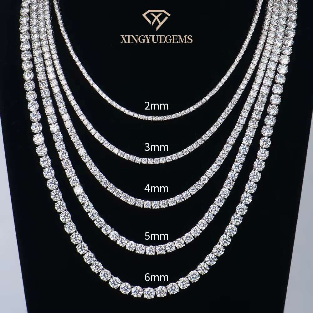 Tennis necklace 2mm 3mm 4mm 5mm diatoeous earth sier plated white/yellow gold - classic women's design, suitable for everyone