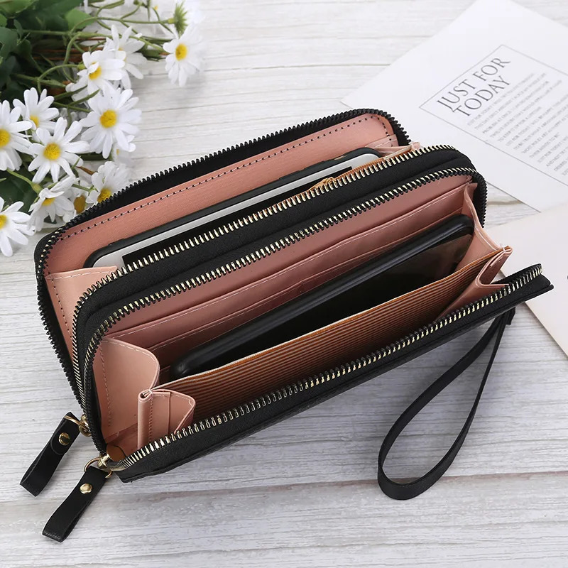 Large Capacity Zipper Wallet Women Long Purse Fashion Ladies Clutch Envelope Bag PU Leather Mobile Phone Multi-card Coin Purse R251110