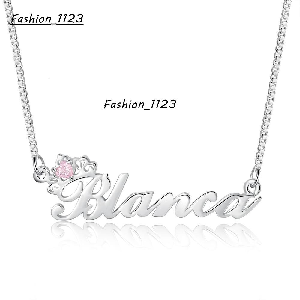 Custom 925 Sterling Silver Zircon Moissanite Diamond Initial Letter Customized Name Pendant Fashion Jewelry Necklace