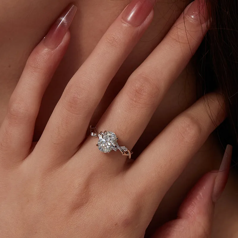 MT 2CT Oval Moissanite Ring for Women Vintage Fashion 925 Silver Bright D VVS1 Oval Cut White Moissanite Engagement Ring Women Wedding Jewelry Gift