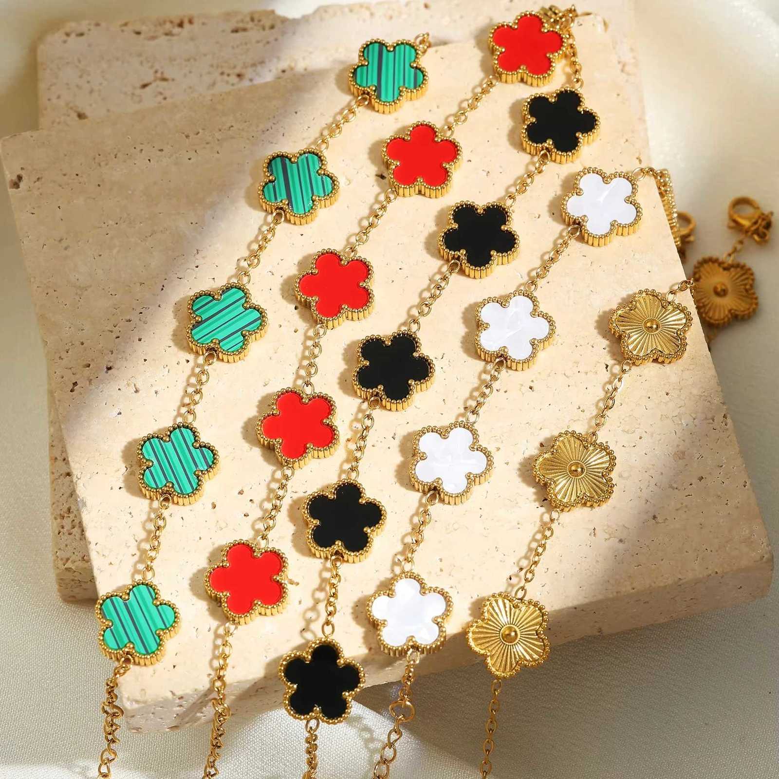 Fashion Flower Stainless Steel Bracelets Women - Gold Metal Cute Romantic Jewelry for Daily Wear, Party, Birthday T251110 H260202